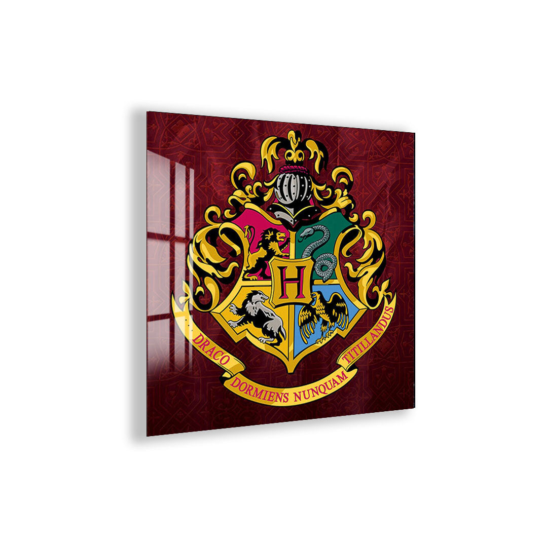 Harry Potter Hogwarts Crest Glass Wall Art – Fantasy Movie Home Decor