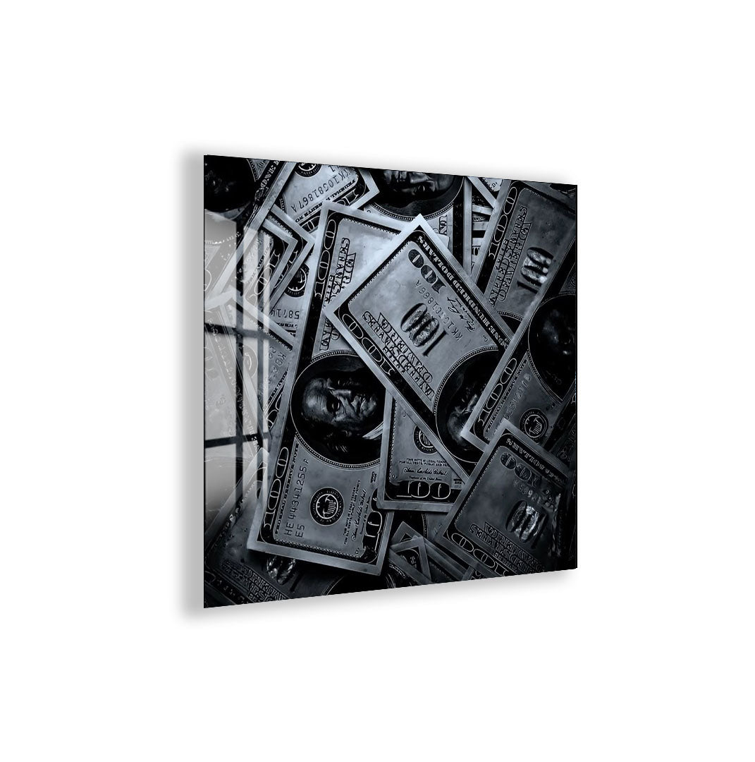 Money Glass Wall Art – Cool Black and White Dollar Design for Modern Interiors