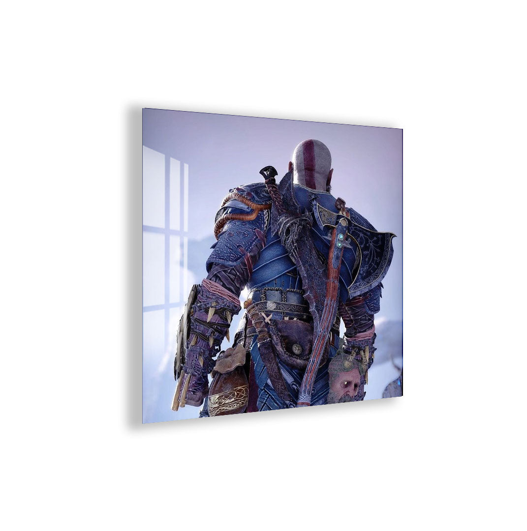 God of War Kratos Glass Wall Art – Epic Gaming Decor for Modern Interiors