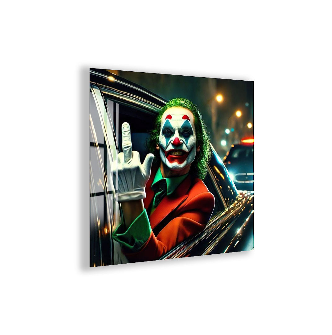 Joker Car Scene Glass Wall Art – DC Supervillain Home Decor