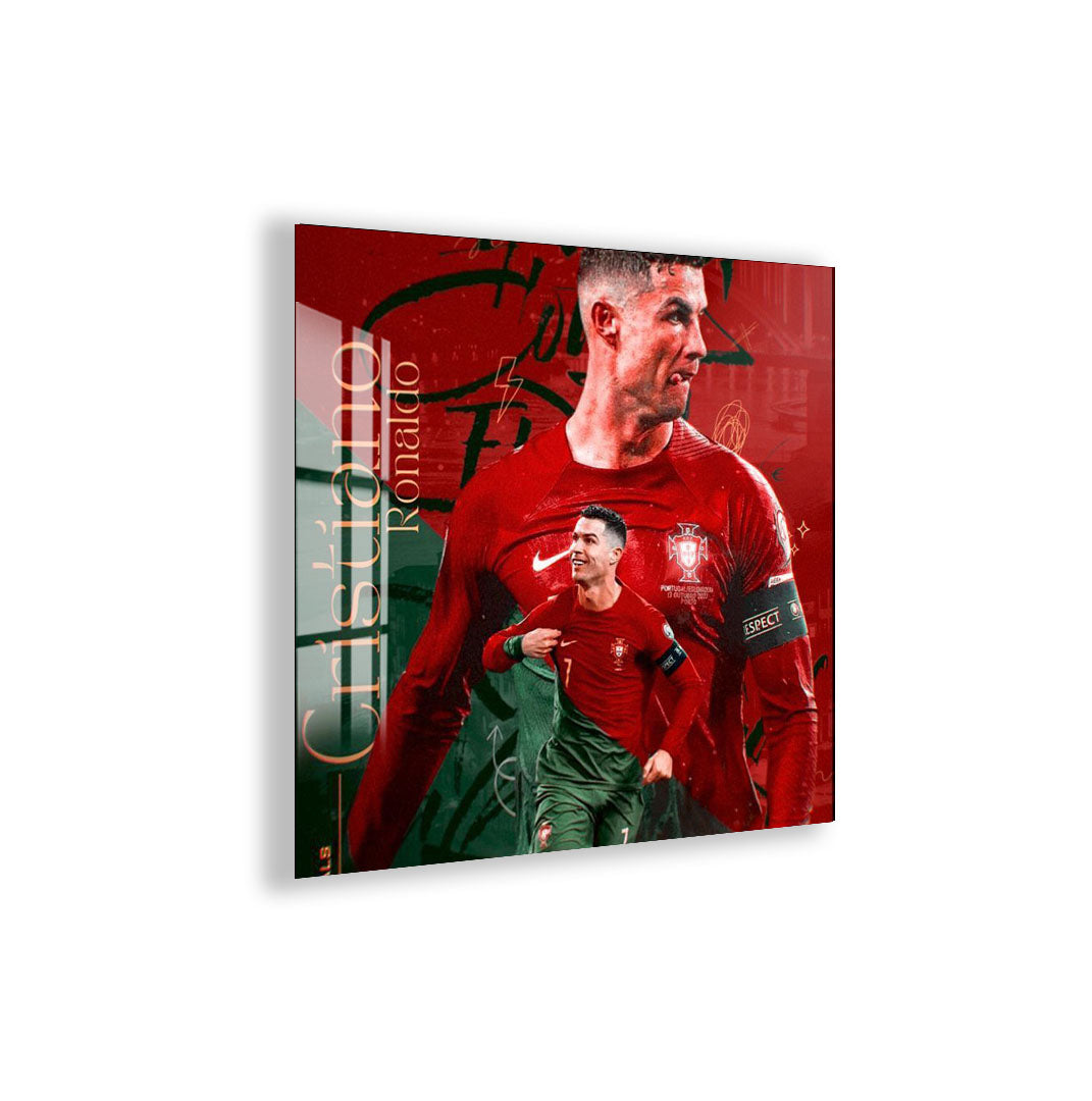 Cristiano Ronaldo Glass Wall Art – Football Legend Sports Decor for Modern Interiors