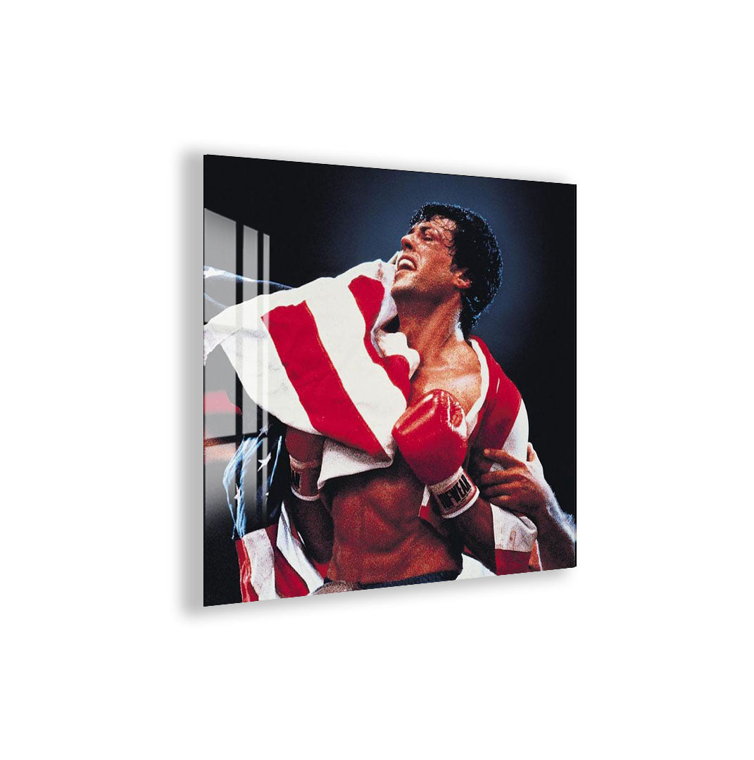 Rocky Balboa Glass Wall Art – Iconic Boxing Legend Sports Decor