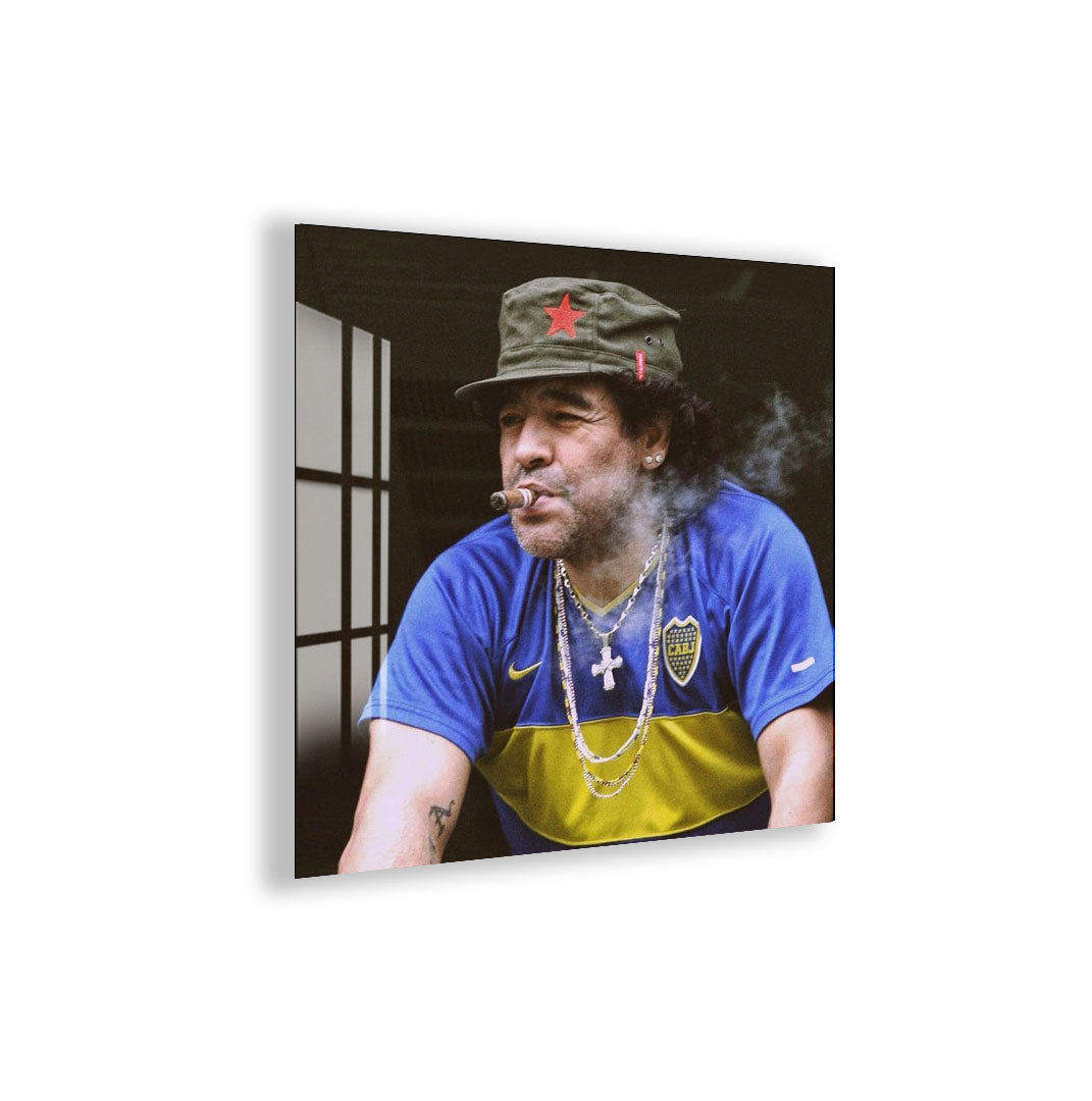 Diego Maradona Glass Wall Art – Boca Juniors Football Legend Decor