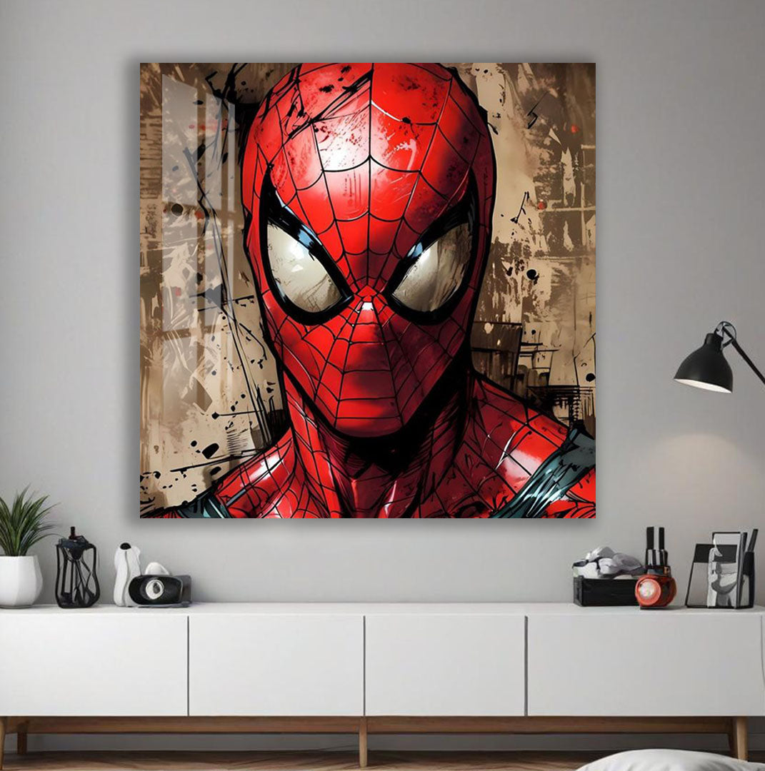 Spider-Man Glass Wall Art – Marvel Superhero Home Decoration