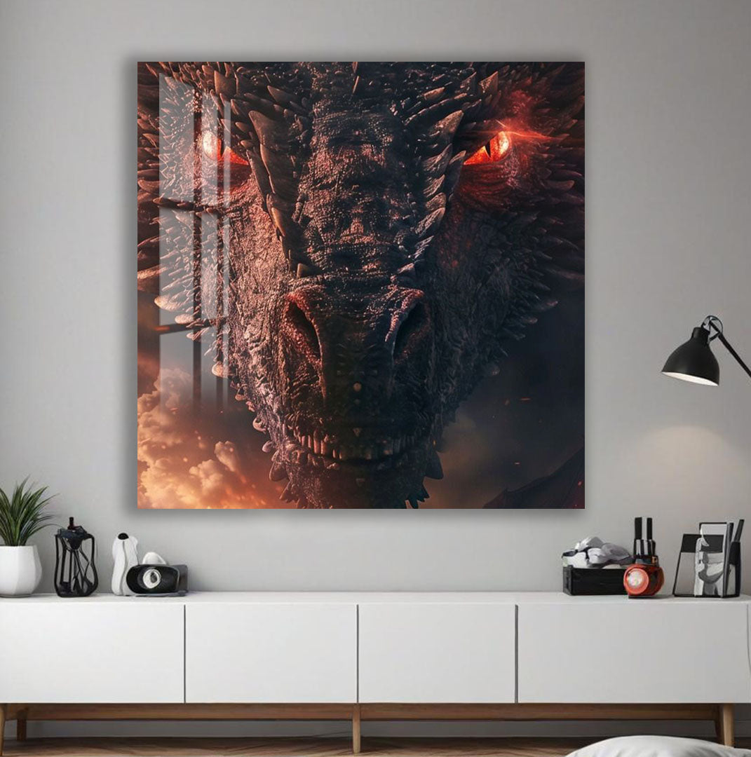 Game of Thrones Glass Wall Art – Daenerys and Dragon Epic Scene Poster