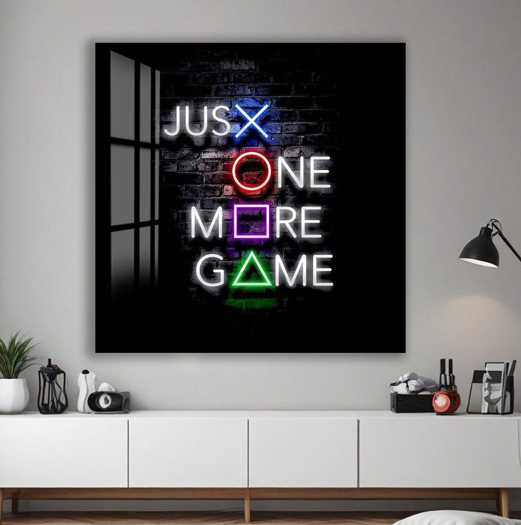 Just One More Game Neon Glass Wall Art – Gamer Room LED Style Decor