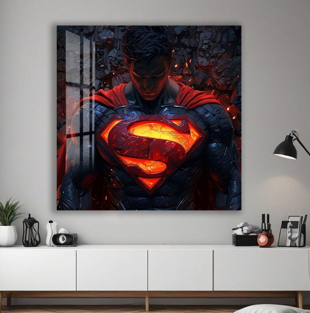 Superman Glass Wall Art – DC Superhero Home Decor