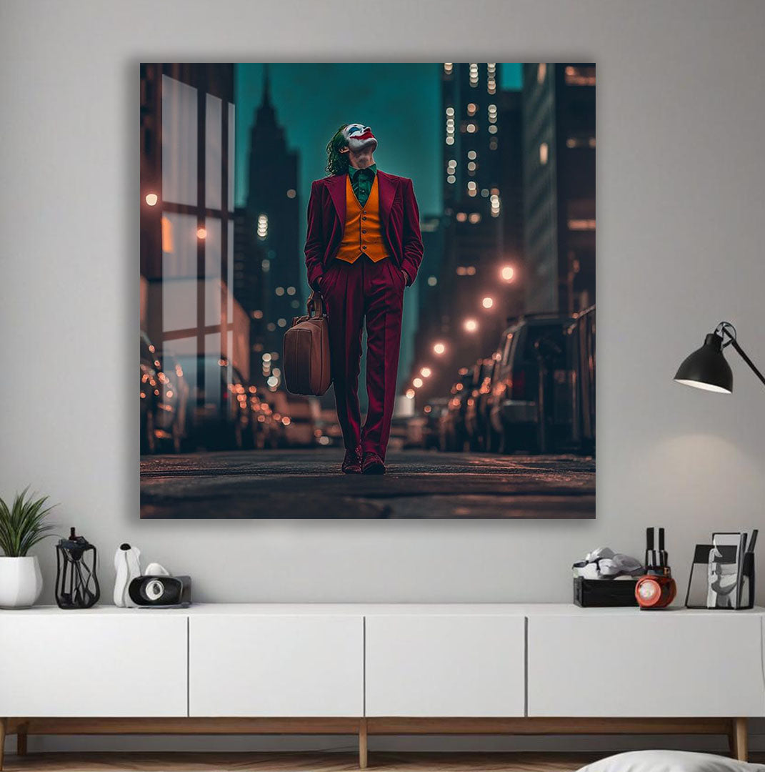Joker City Night Glass Wall Art – DC Supervillain Home Decor