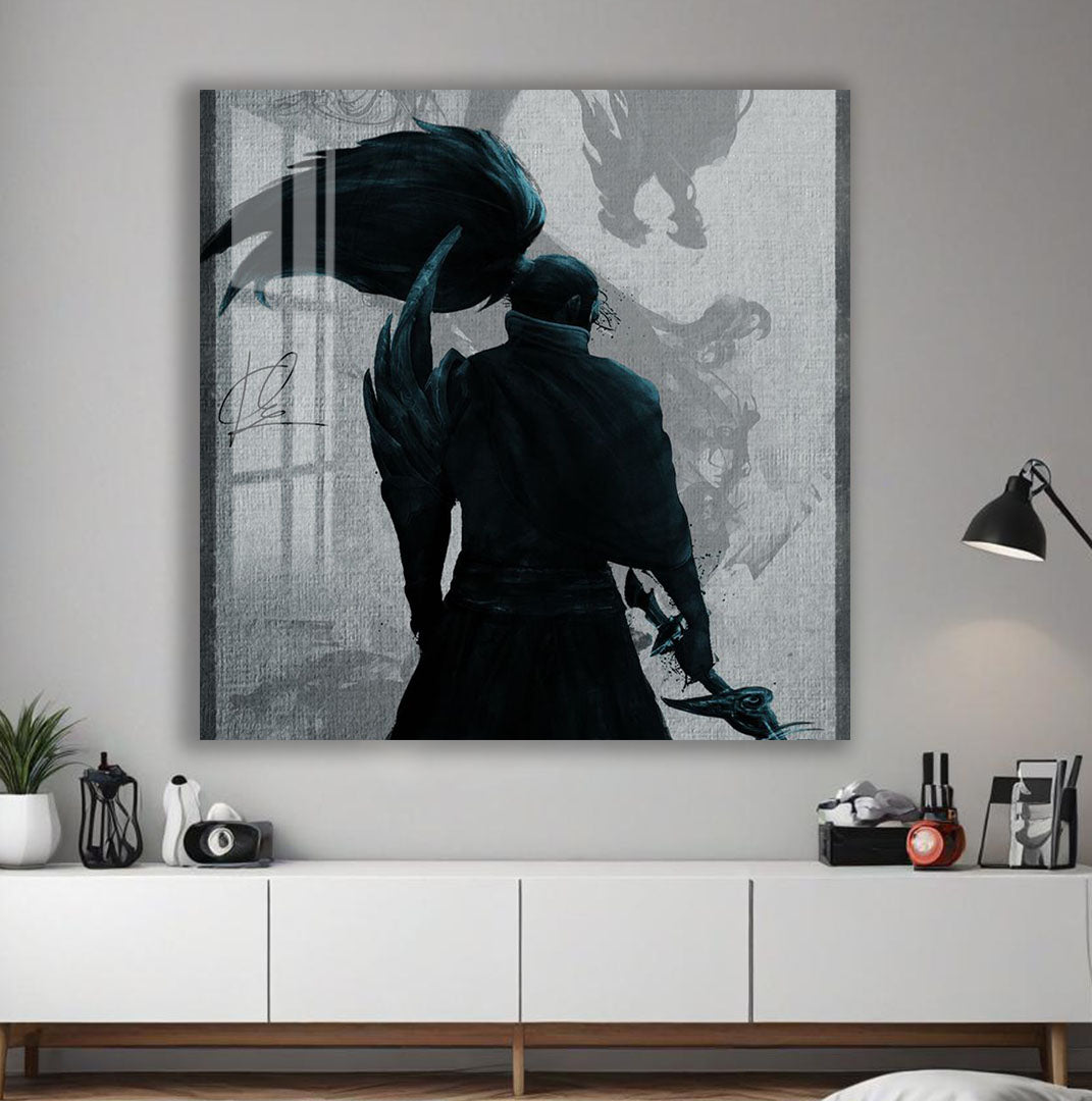 Yasuo Dragon Glass Wall Art – Epic League of Legends Gaming Poster for Modern Interiors