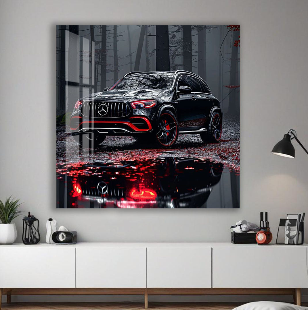 Mercedes Benz Glass Wall Art – Luxury SUV Car Decor for Modern Interiors