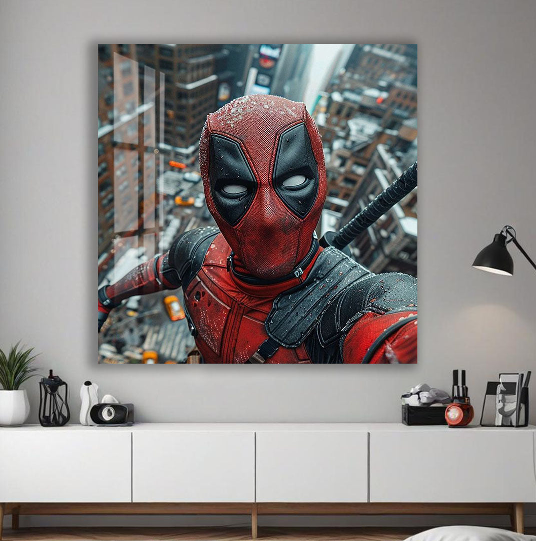Deadpool Glass Wall Art – Marvel Superhero Home Decor