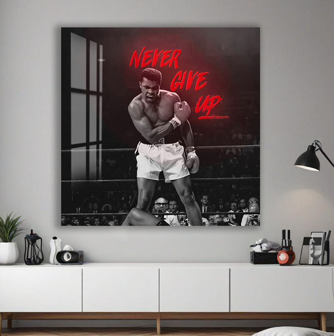 Muhammad Ali Glass Wall Art – Legendary Boxing Icon Sports Decor