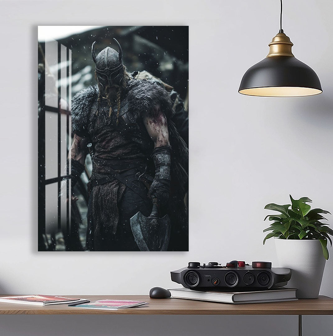 Viking Warrior Glass Wall Art – Norse Mythology Movie Inspired Home Decor