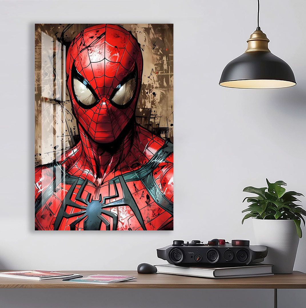 Spider-Man Glass Wall Art – Marvel Superhero Home Decoration