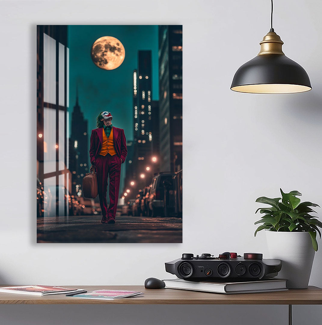 Joker City Night Glass Wall Art – DC Supervillain Home Decor