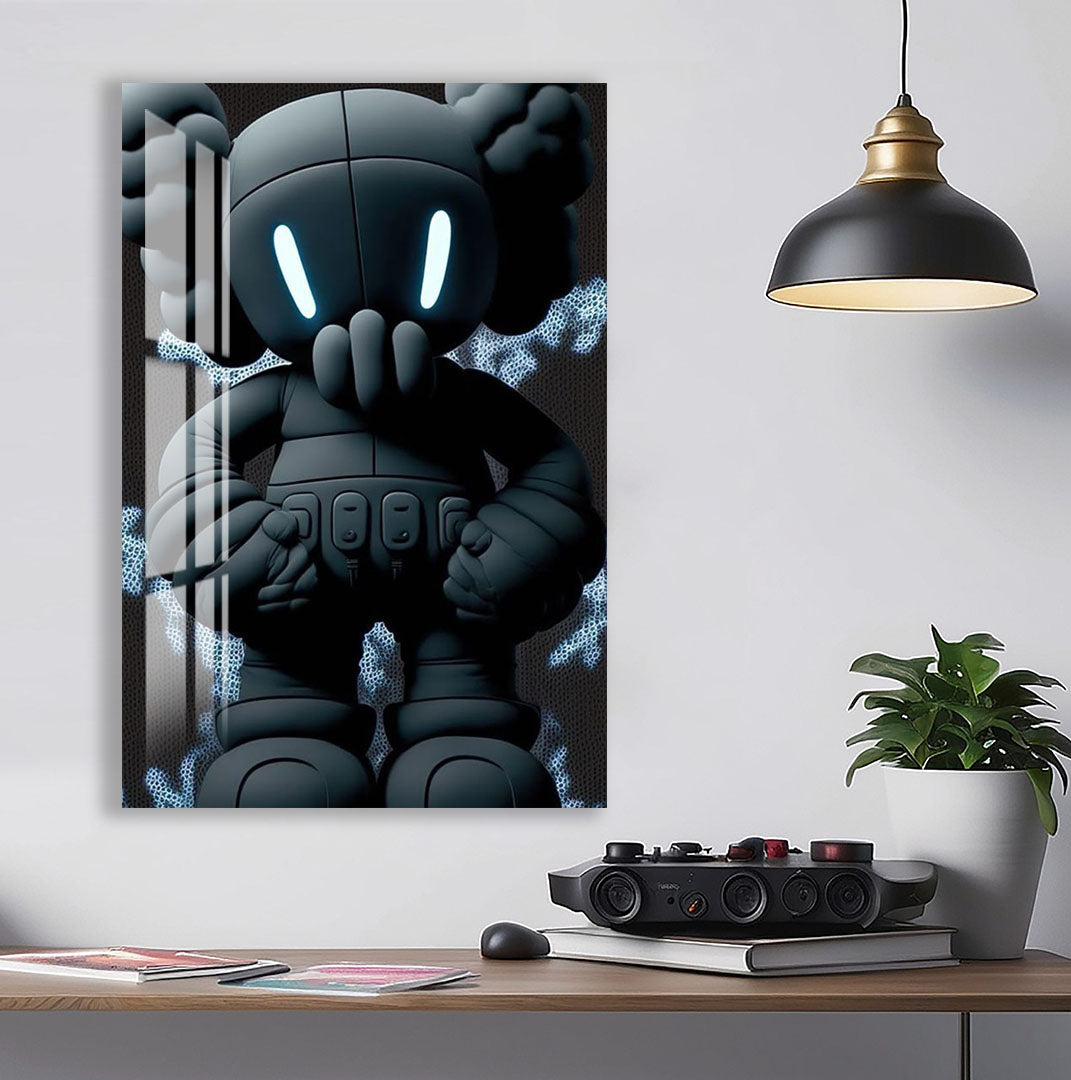 Cool Designer Toy Glass Wall Art – Modern Urban Character Decor