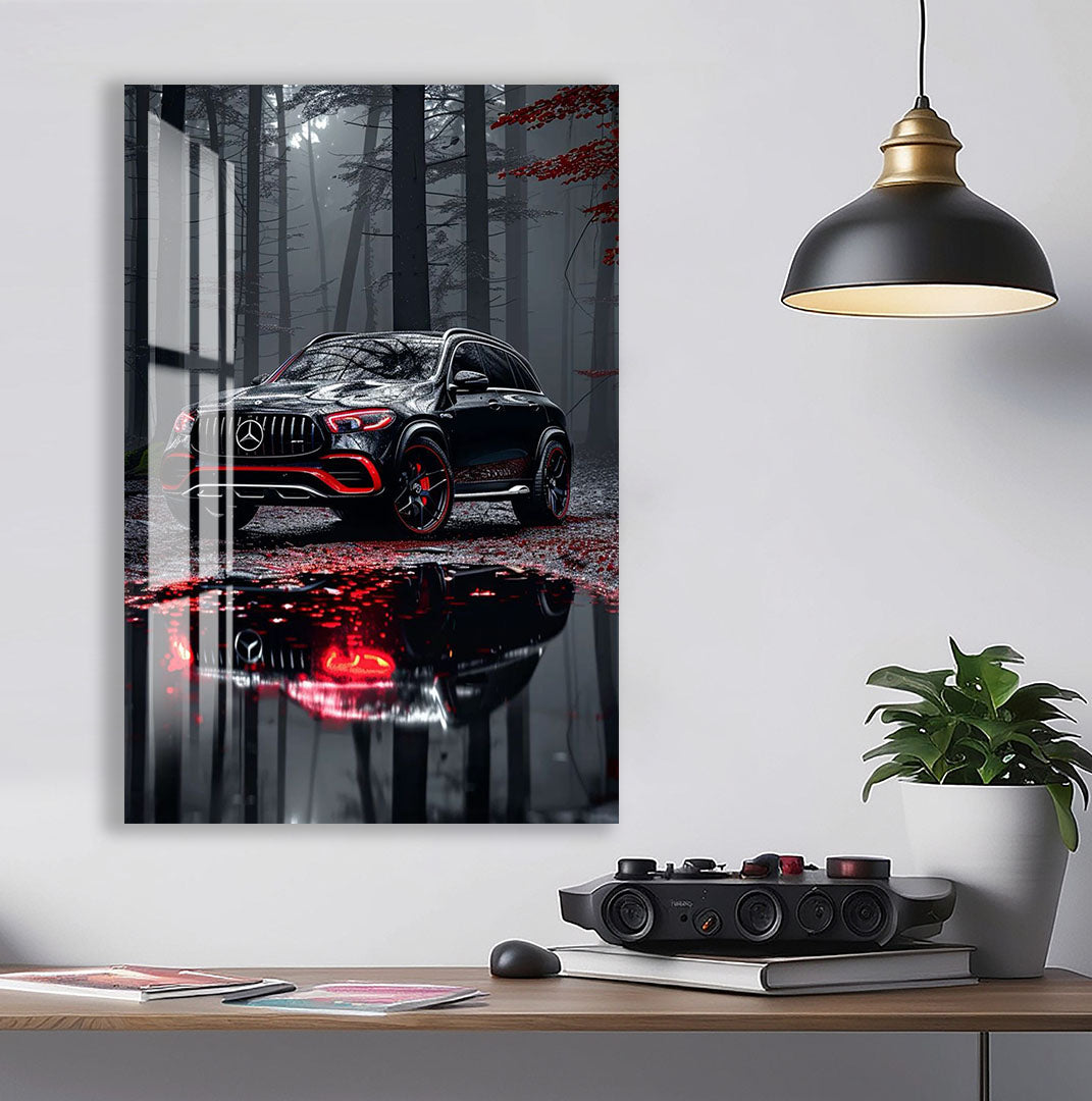 Mercedes Benz Glass Wall Art – Luxury SUV Car Decor for Modern Interiors