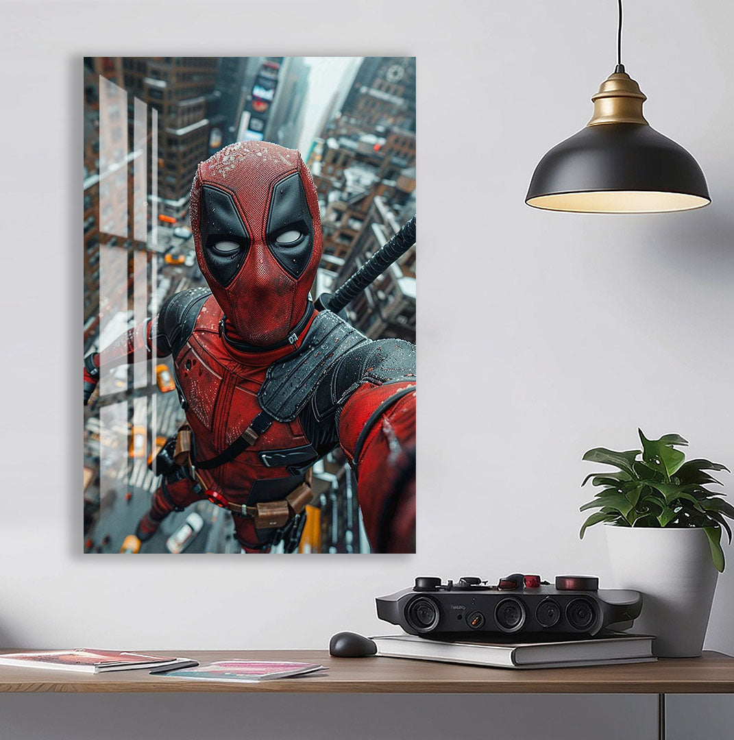 Deadpool Glass Wall Art – Marvel Superhero Home Decor