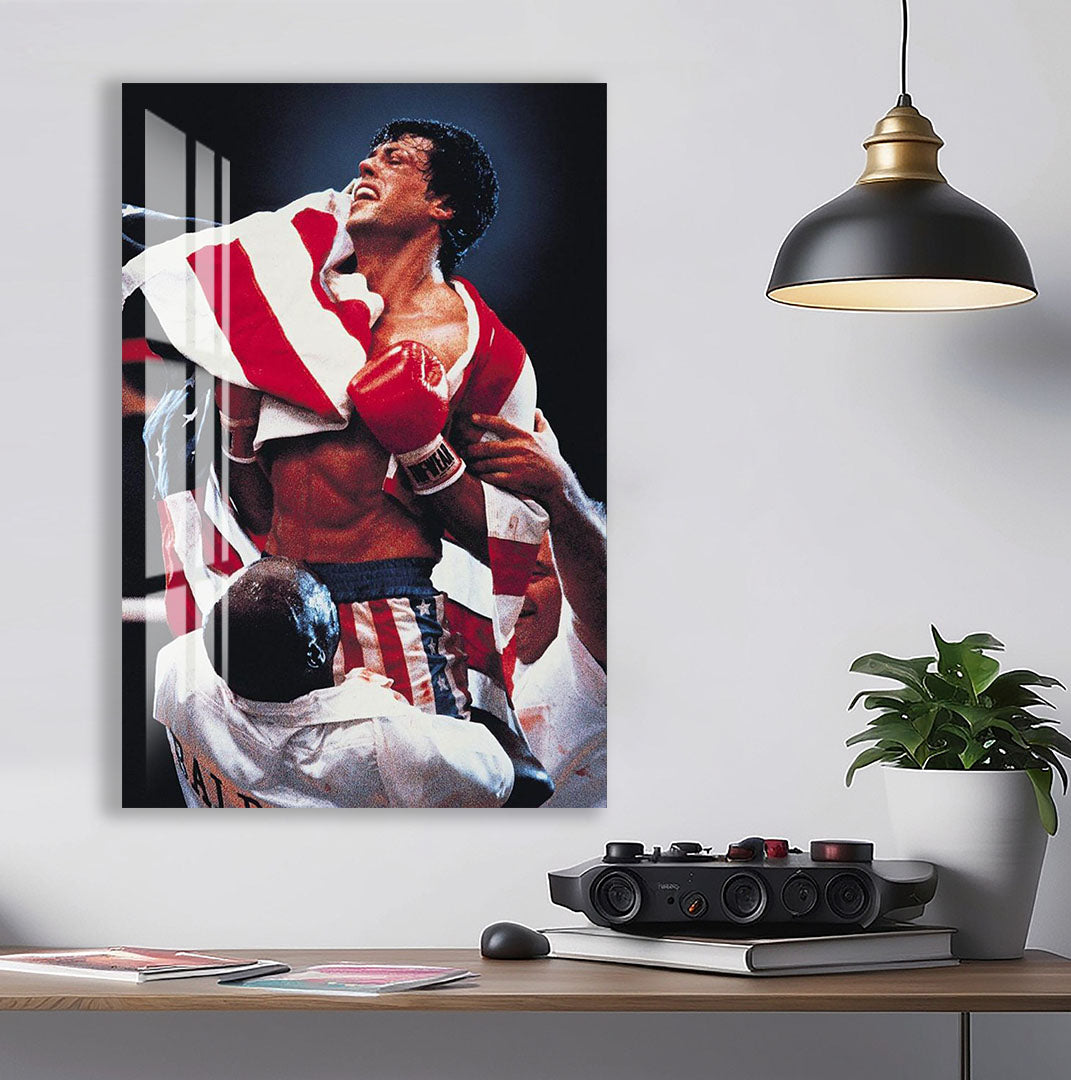 Rocky Balboa Glass Wall Art – Iconic Boxing Legend Sports Decor