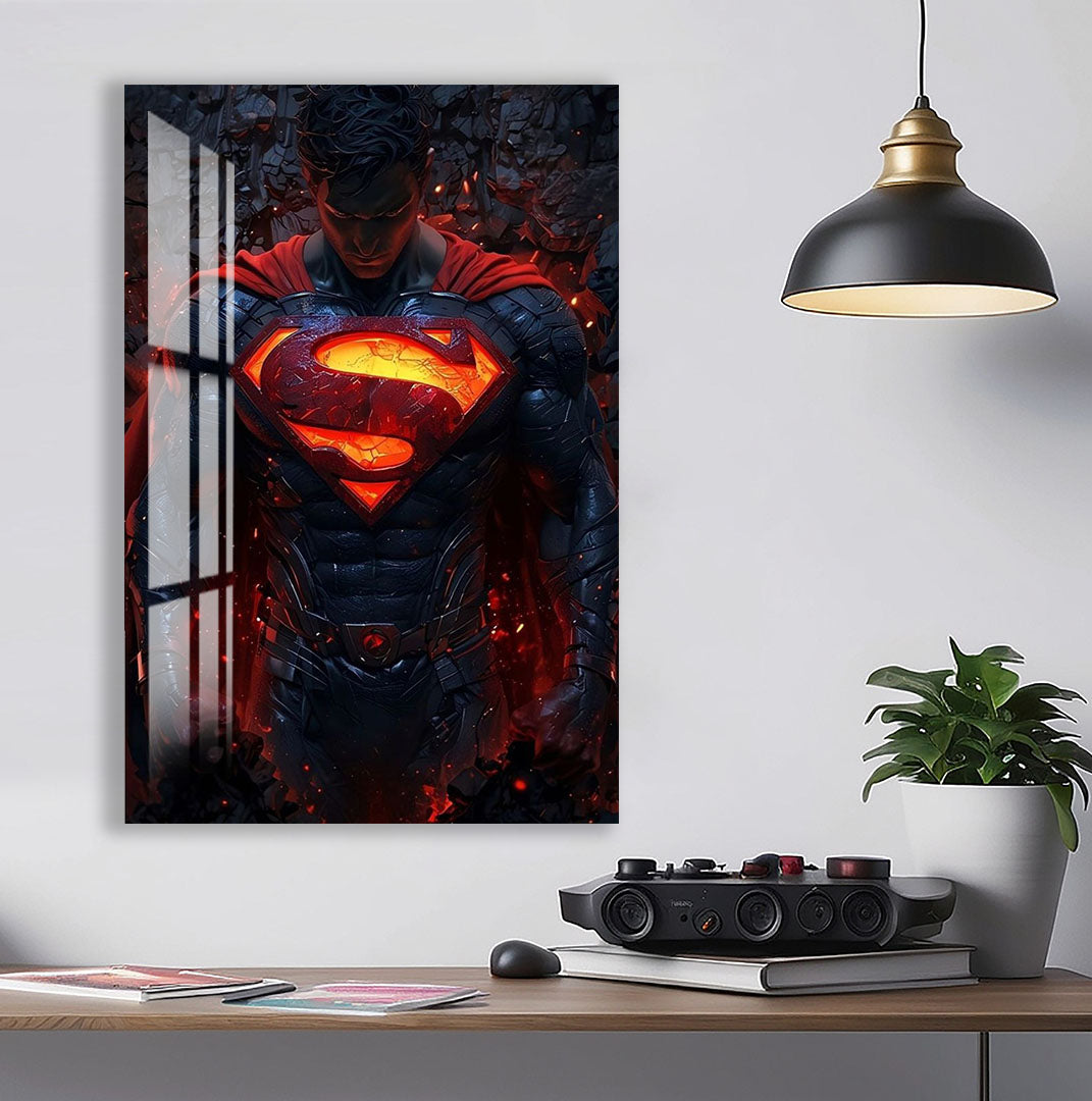 Superman Glass Wall Art – DC Superhero Home Decor