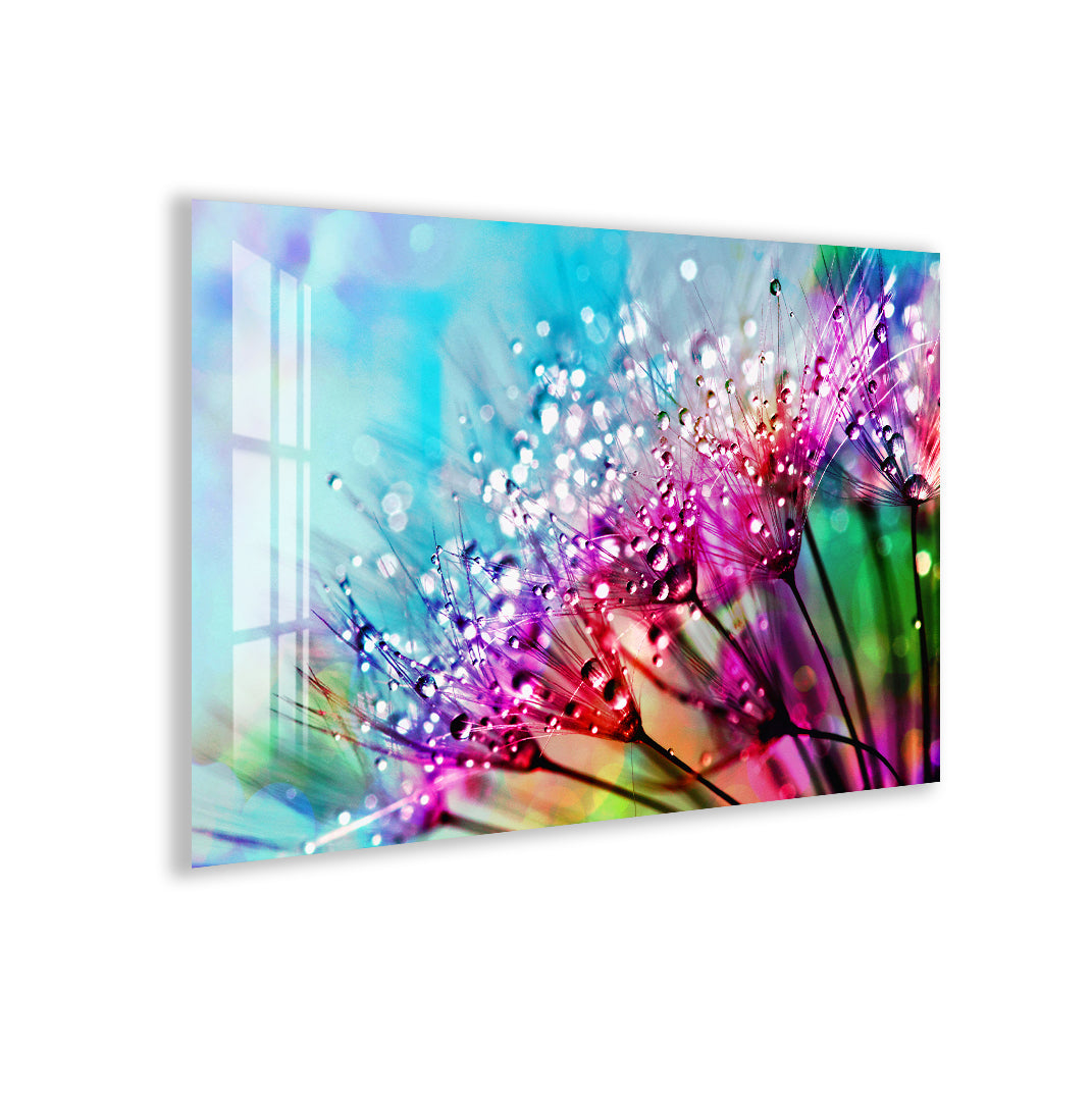 Colorful Flower Glass Wall Art – Vibrant Tempered Glass Modern Decor