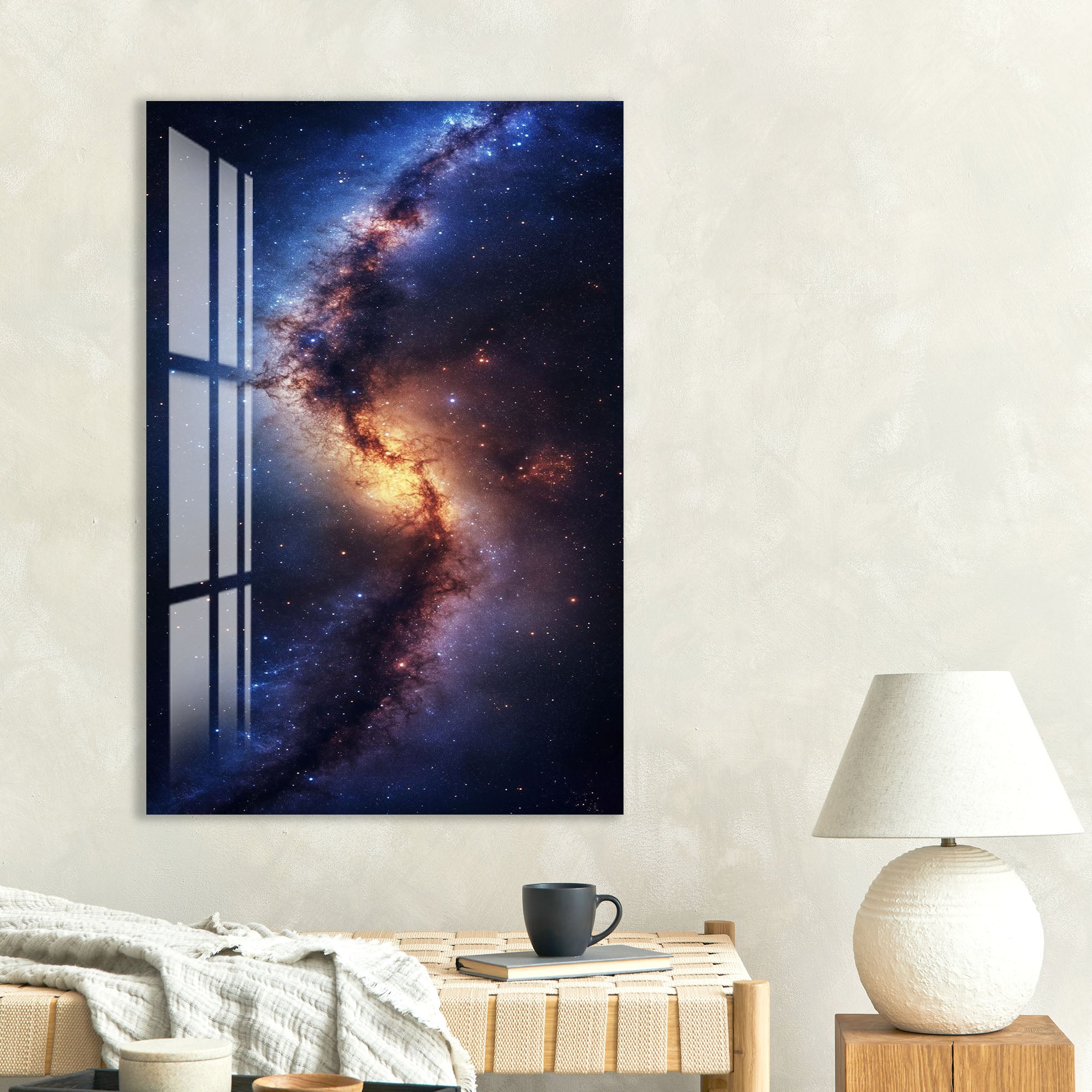 Galaxy Nebula Glass Wall Art – Stunning Cosmic Space Poster for Modern Interiors