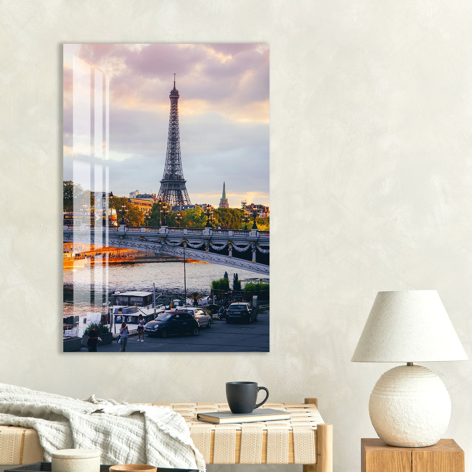 Paris Eiffel Tower Glass Wall Art – Stunning Cityscape Poster for Modern Interiors