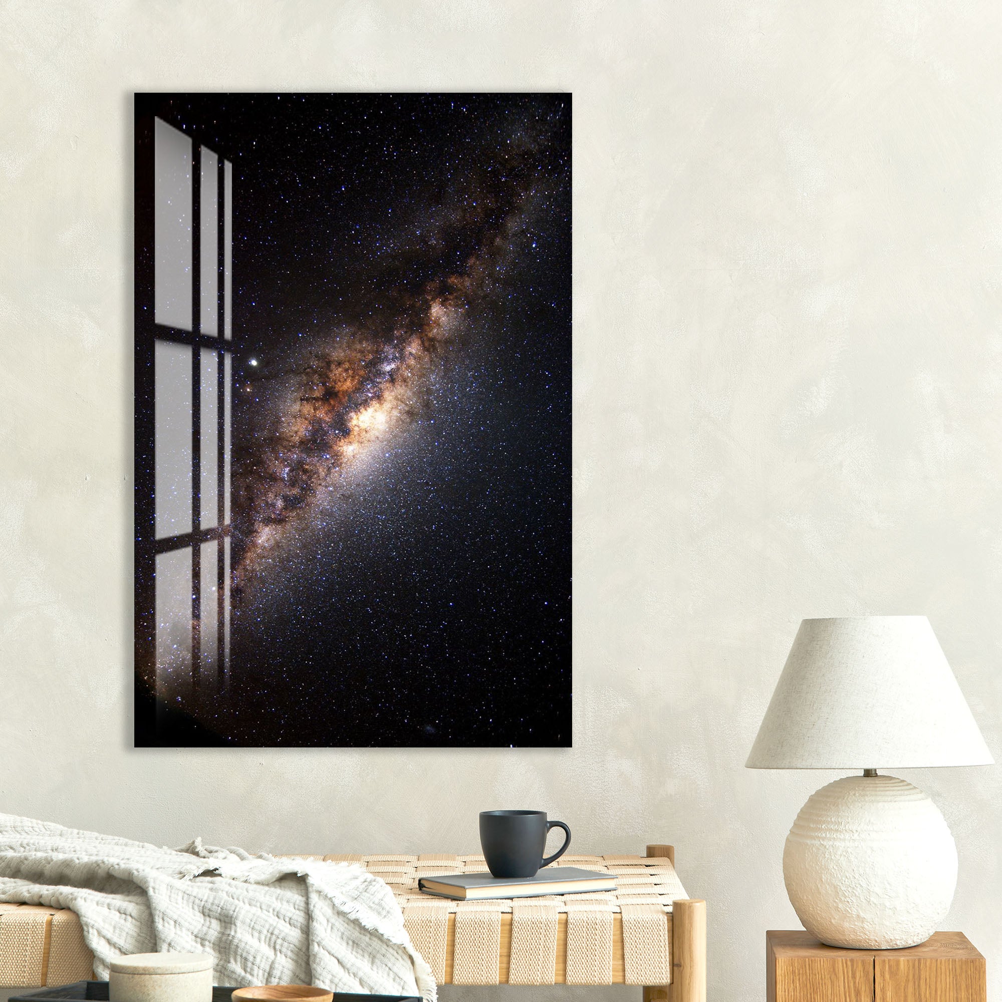 Milky Way Galaxy Glass Wall Art – Stunning Space Photography Poster for Modern Interiors