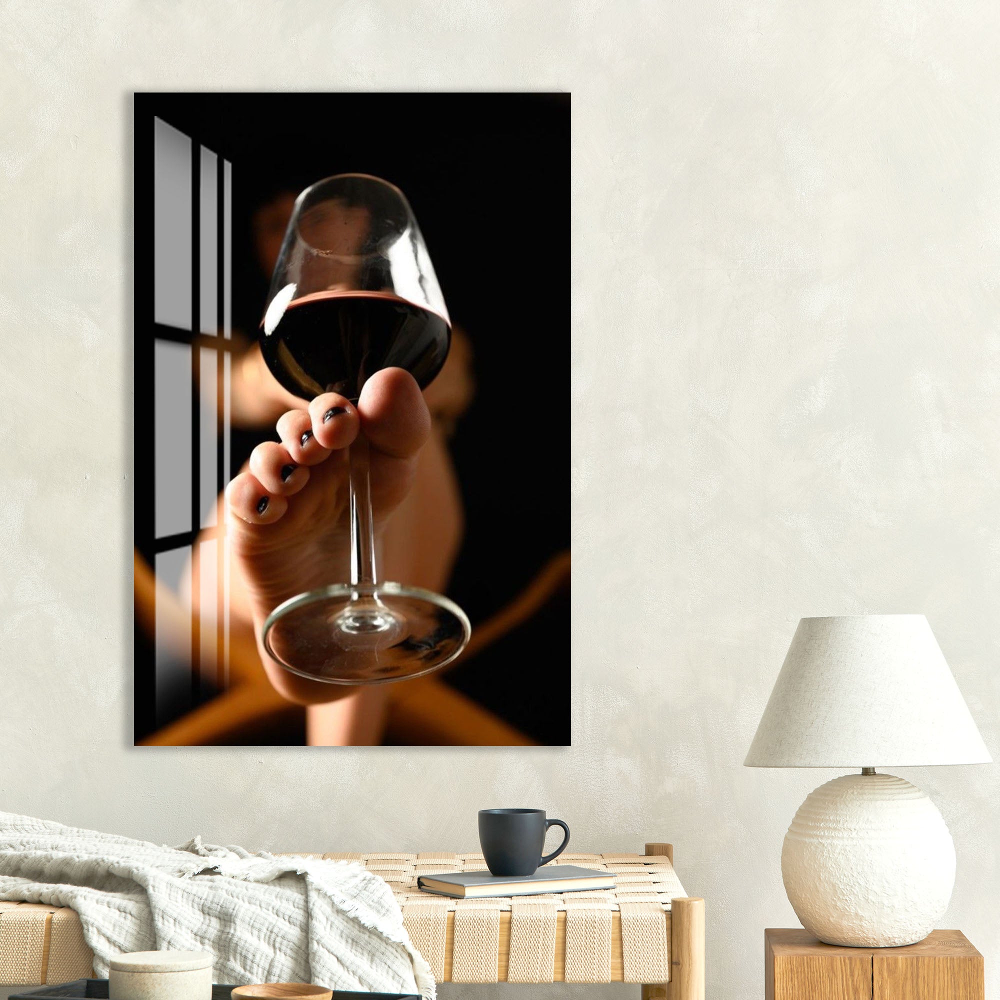 Erotic Wine Glass Wall Art – Sensual Nude Photography for Modern Interiors
