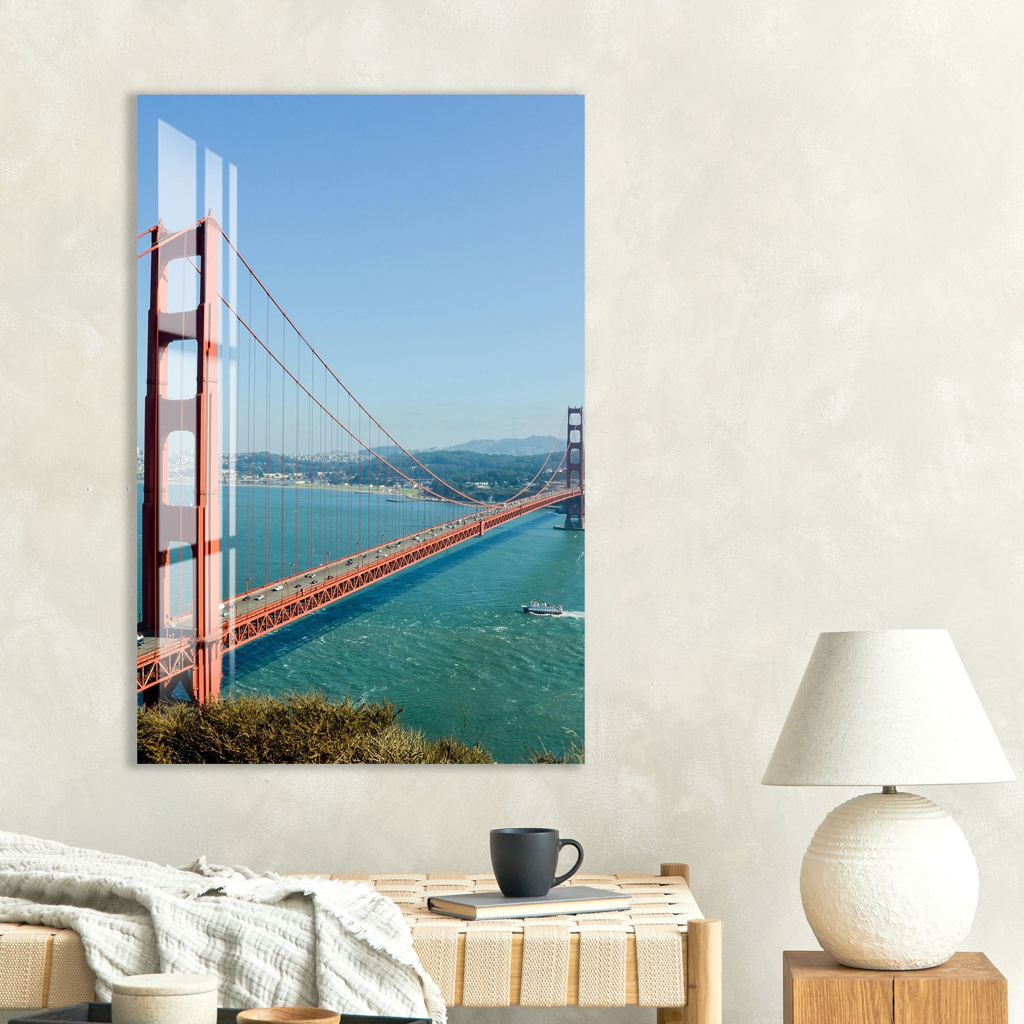 Golden Gate Bridge Glass Wall Art – Iconic San Francisco Landmark Poster
