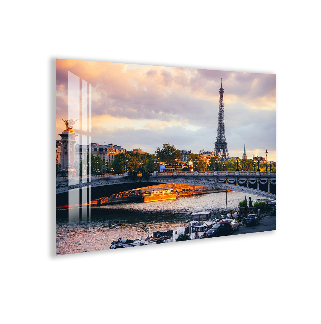 Paris Eiffel Tower Glass Wall Art – Stunning Cityscape Poster for Modern Interiors