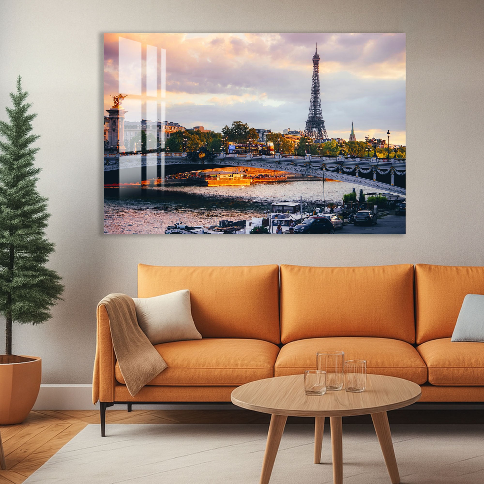 Paris Eiffel Tower Glass Wall Art – Stunning Cityscape Poster for Modern Interiors