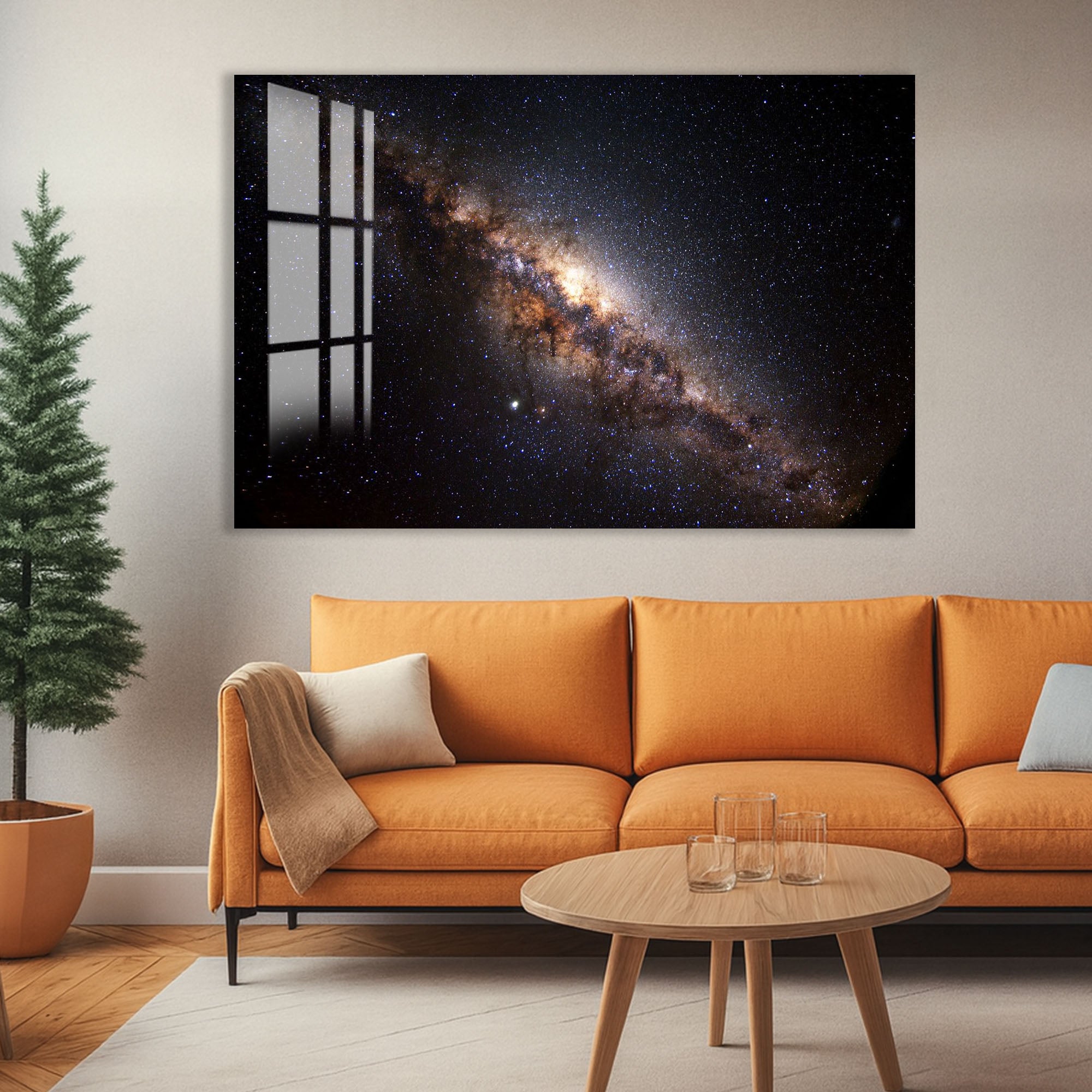 Milky Way Galaxy Glass Wall Art – Stunning Space Photography Poster for Modern Interiors
