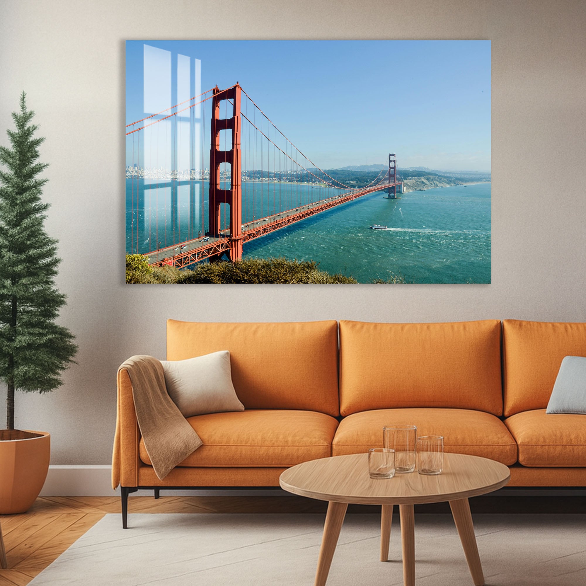Golden Gate Bridge Glass Wall Art – Iconic San Francisco Landmark Poster