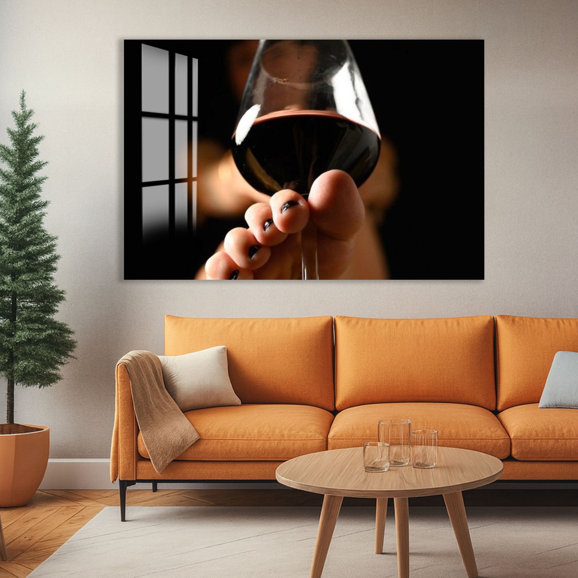 Erotic Wine Glass Wall Art – Sensual Nude Photography for Modern Interiors