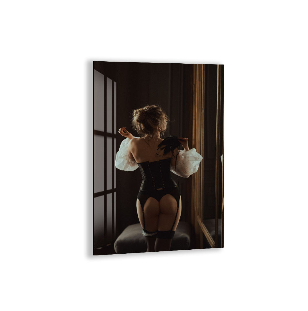 Erotic Lingerie Woman Glass Wall Art – Sensual Boudoir Style for Bedroom & Modern Home Decor