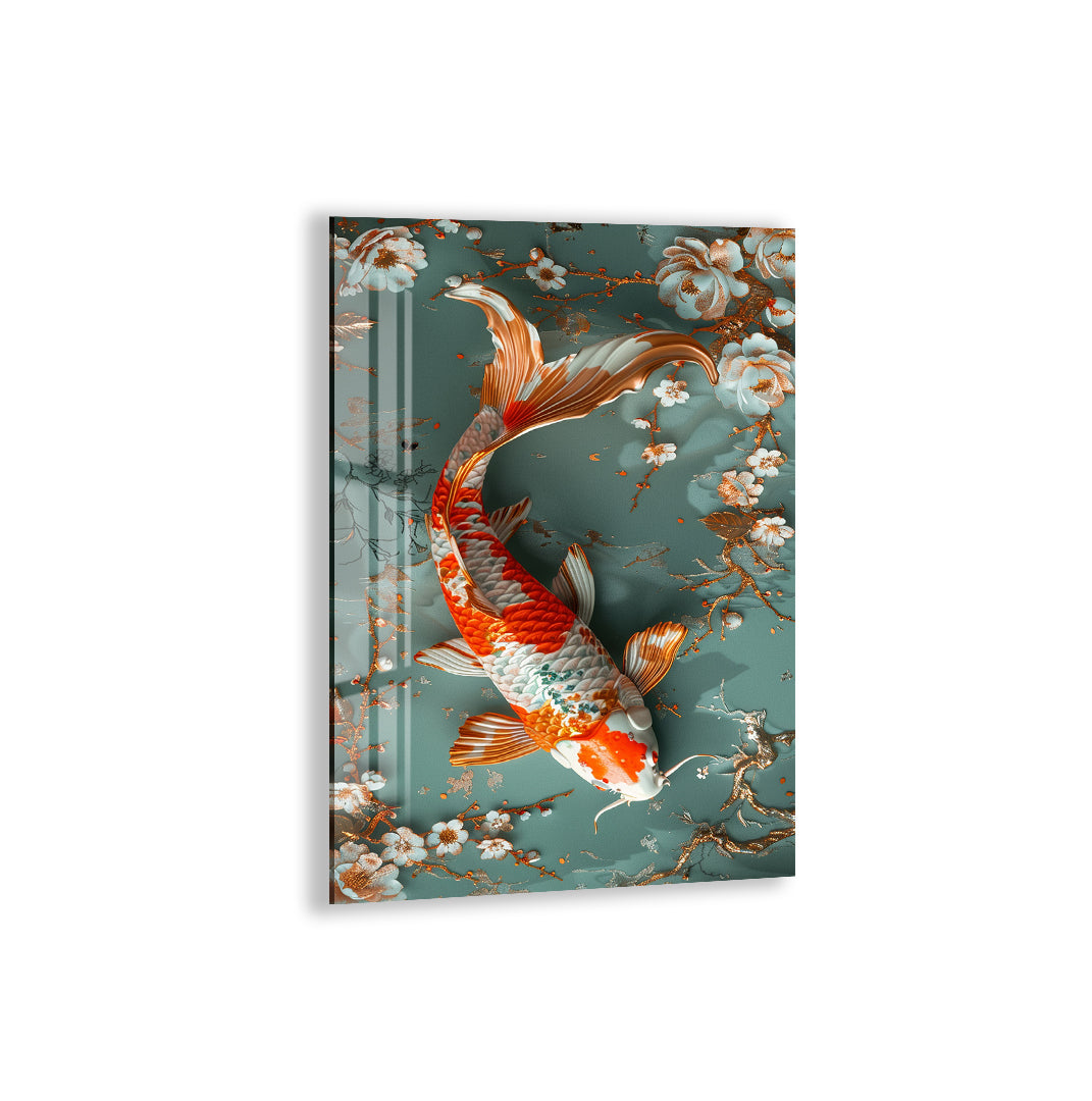 Koi Fish Glass Wall Art – Elegant Japanese Style Artwork for Modern Interiors