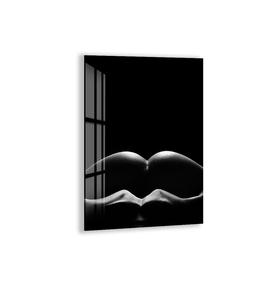 Erotic Nude Glass Wall Art – Sensual Black and White Intimate Body Decor