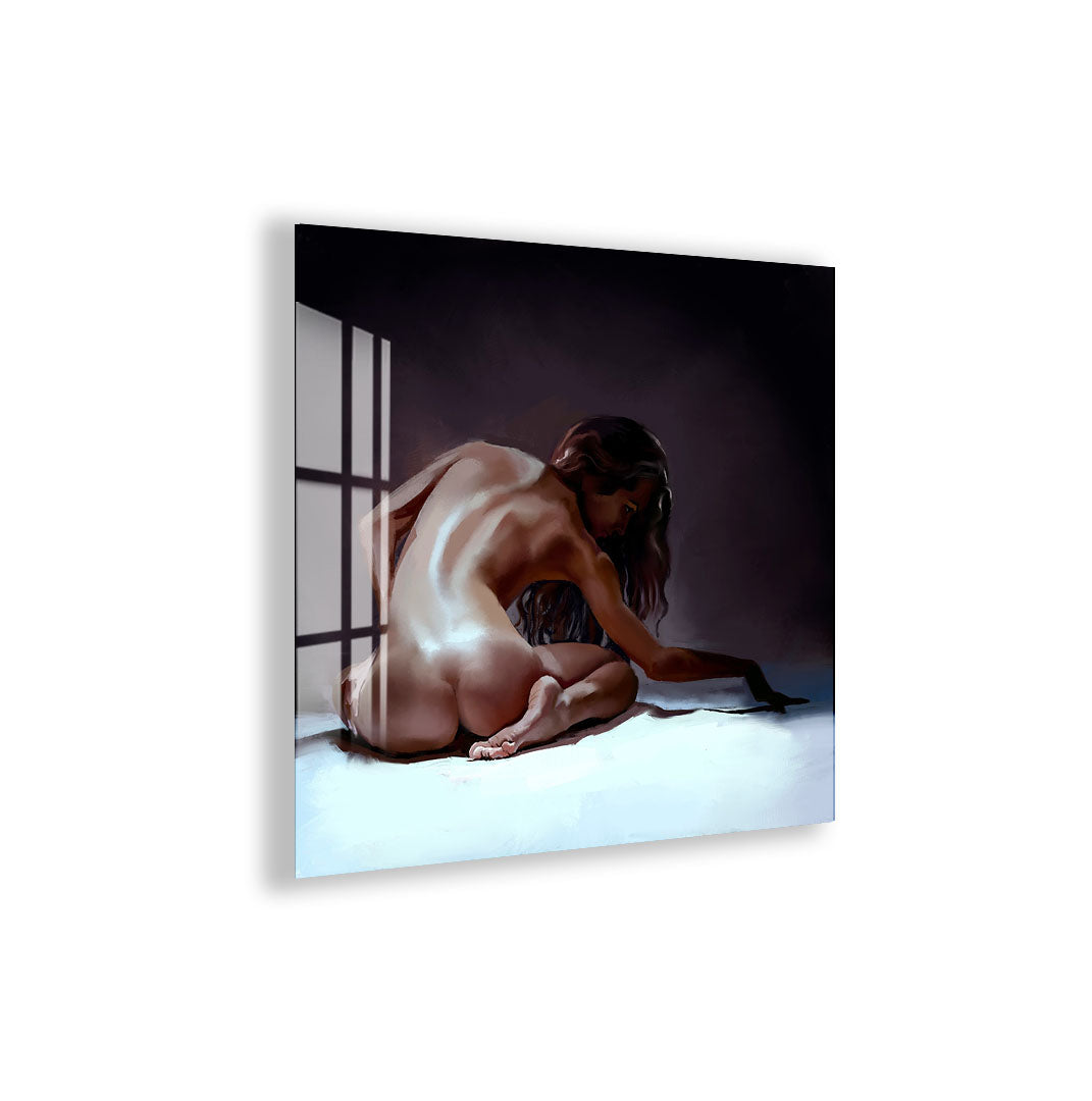 Erotic Nude Woman Glass Wall Art – Sensual Female Back for Bedroom & Modern Home Decor