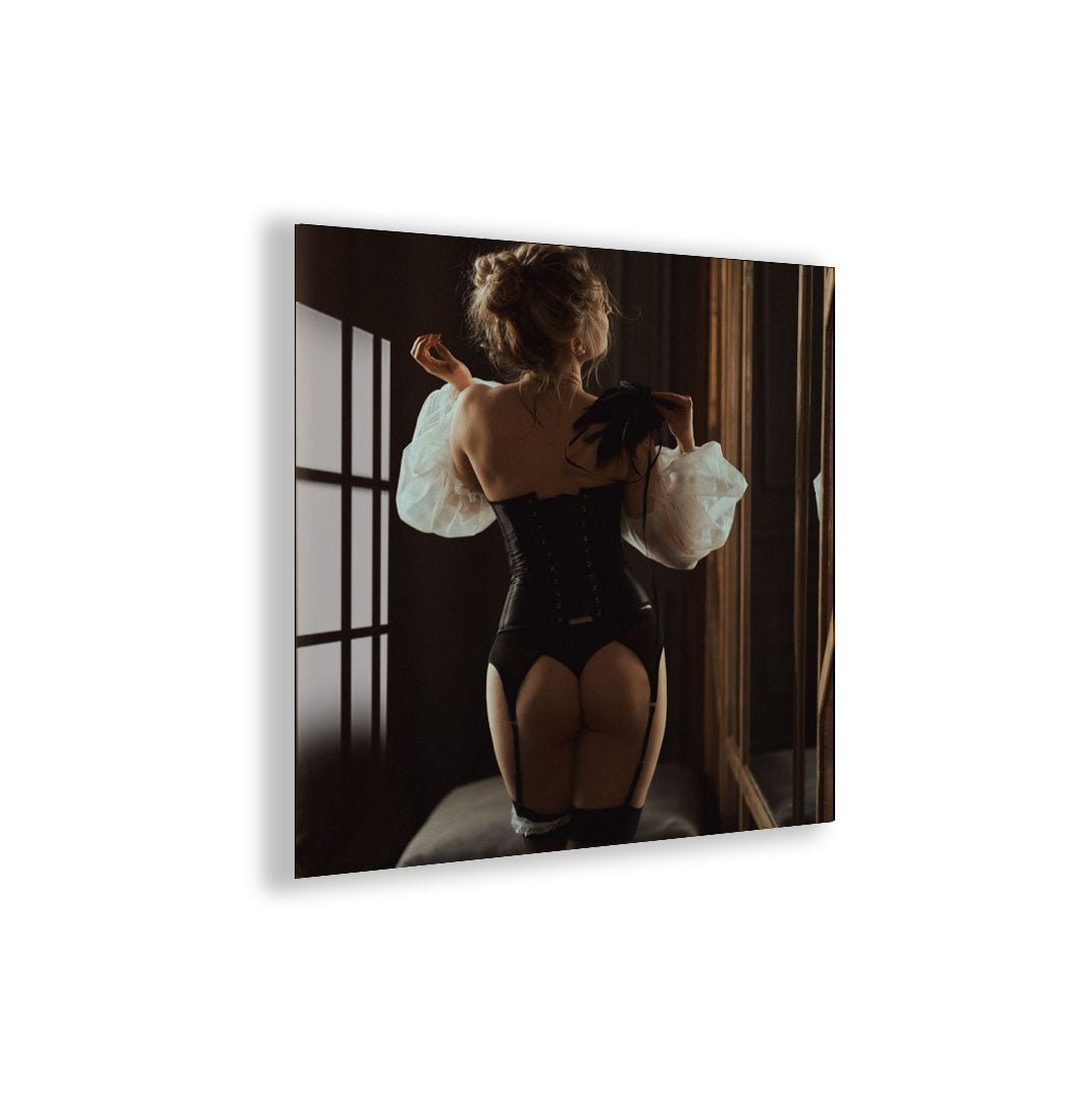 Erotic Lingerie Woman Glass Wall Art – Sensual Boudoir Style for Bedroom & Modern Home Decor