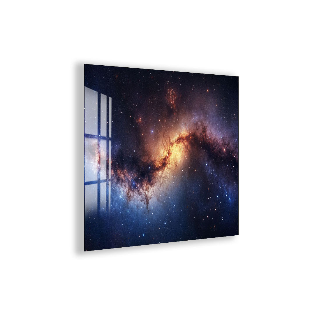 Galaxy Nebula Glass Wall Art – Stunning Cosmic Space Poster for Modern Interiors