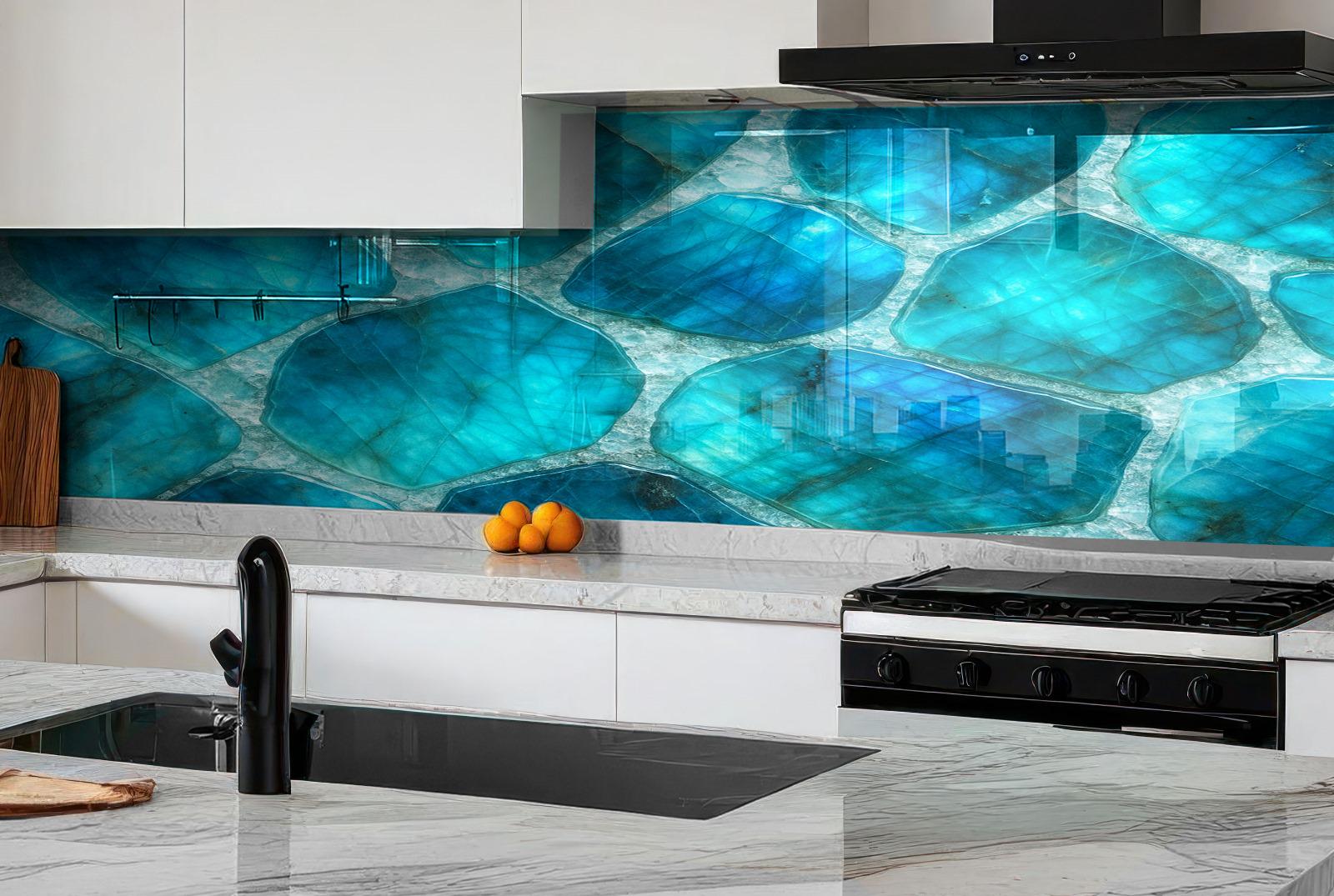 a kitchen with a stove top oven next to a counter