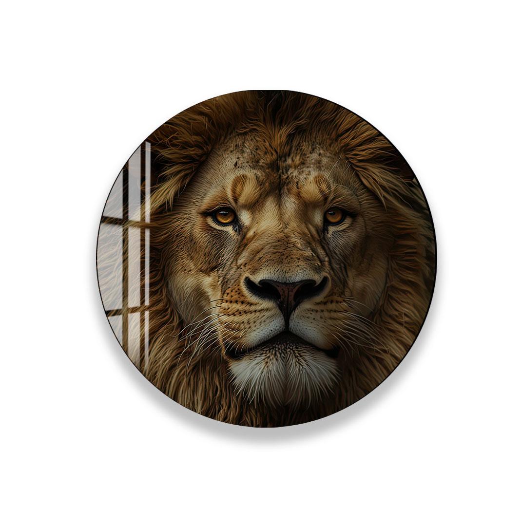 A close-up portrait of a majestic lion, its golden mane and intense gaze capturing the viewer's attention.
