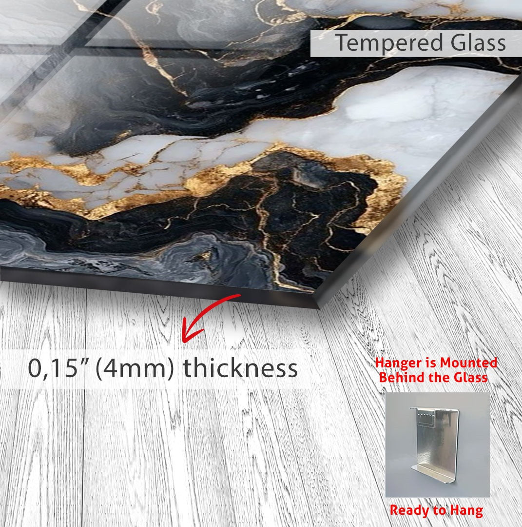 a marble-like pattern with a textured surface, and it is mounted on a wall.