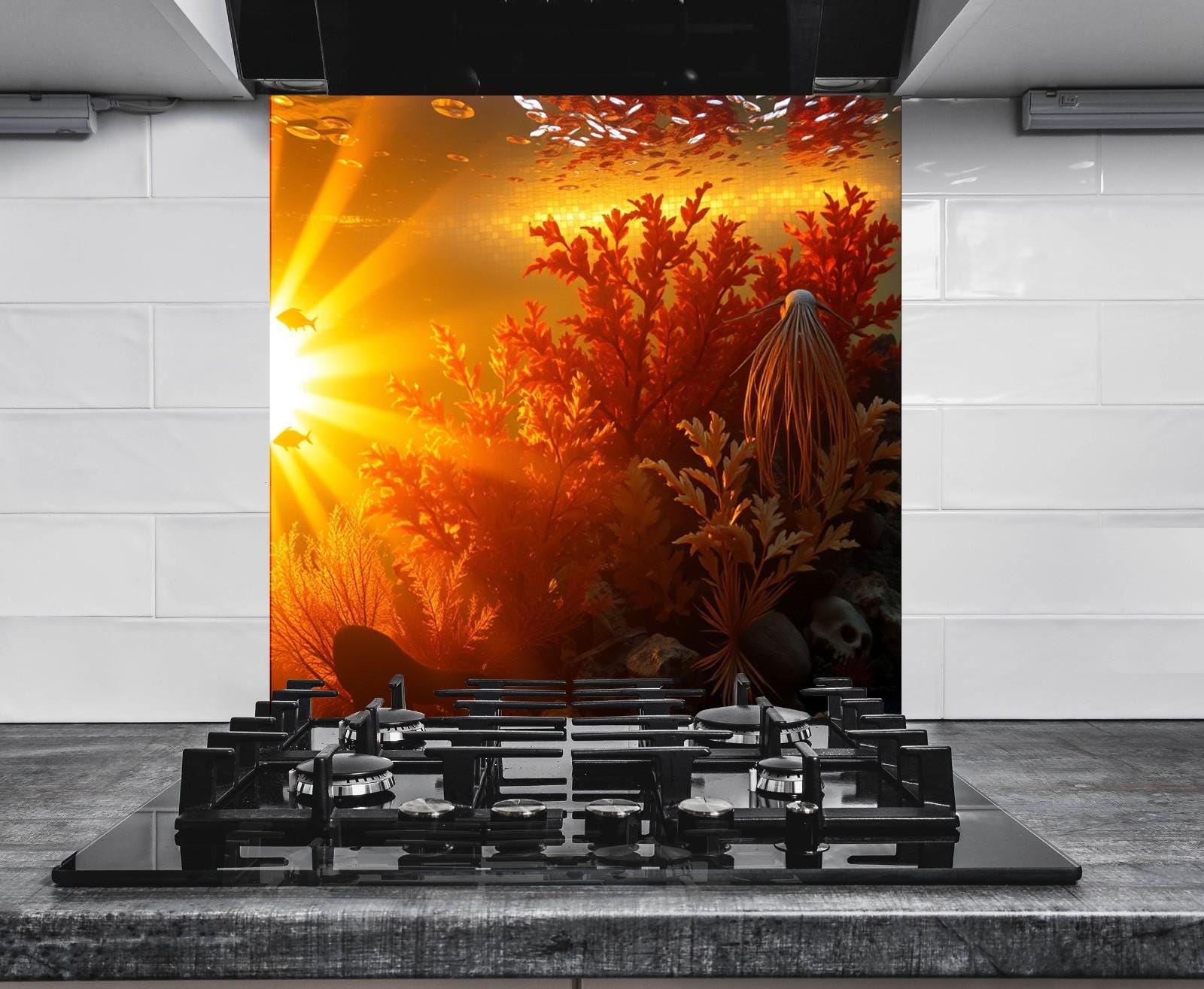 a stove top oven sitting inside of a kitchen