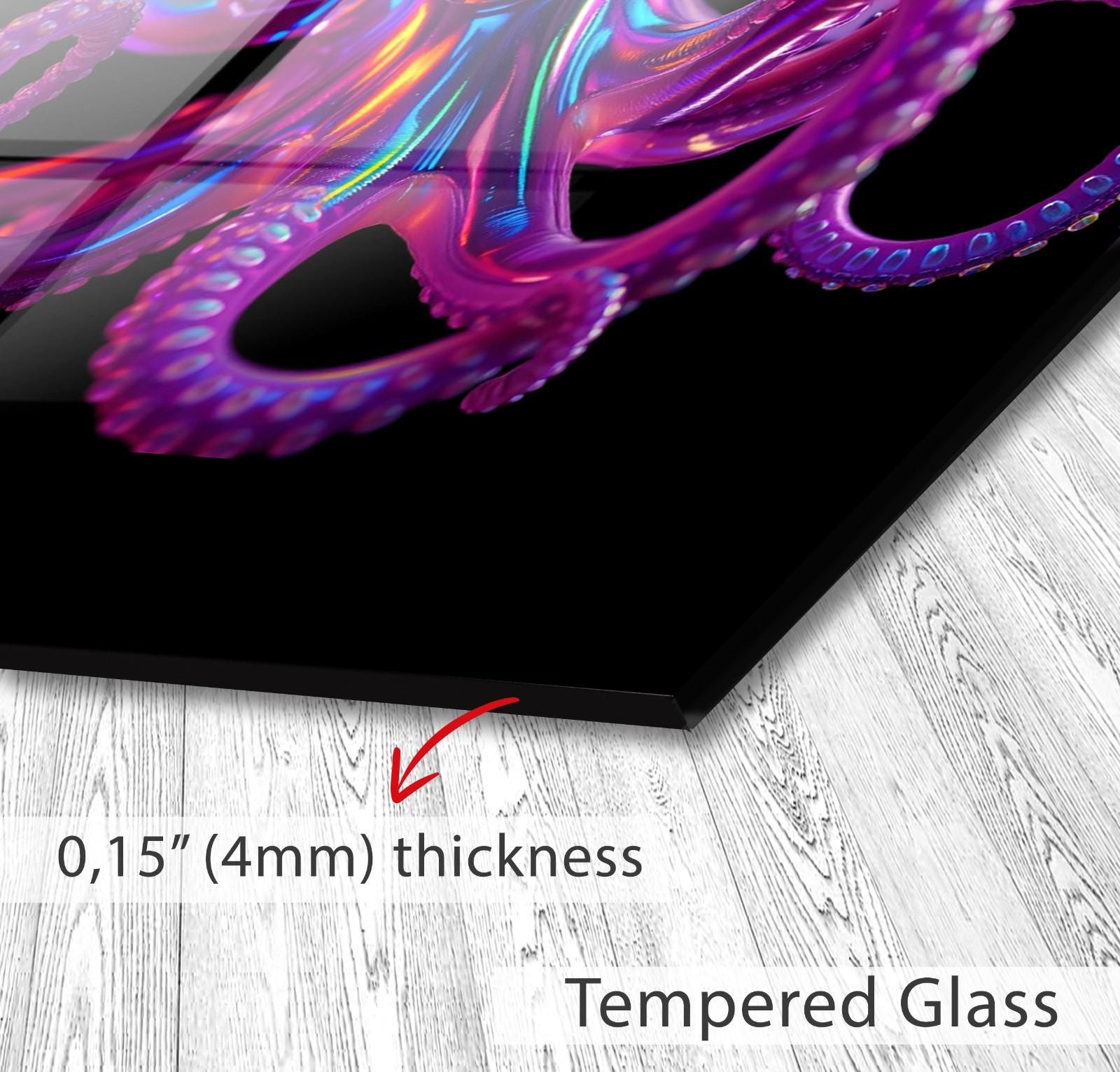 Tempered Glass Octopus Kitchen Backsplash Tile: Stove Back Cover