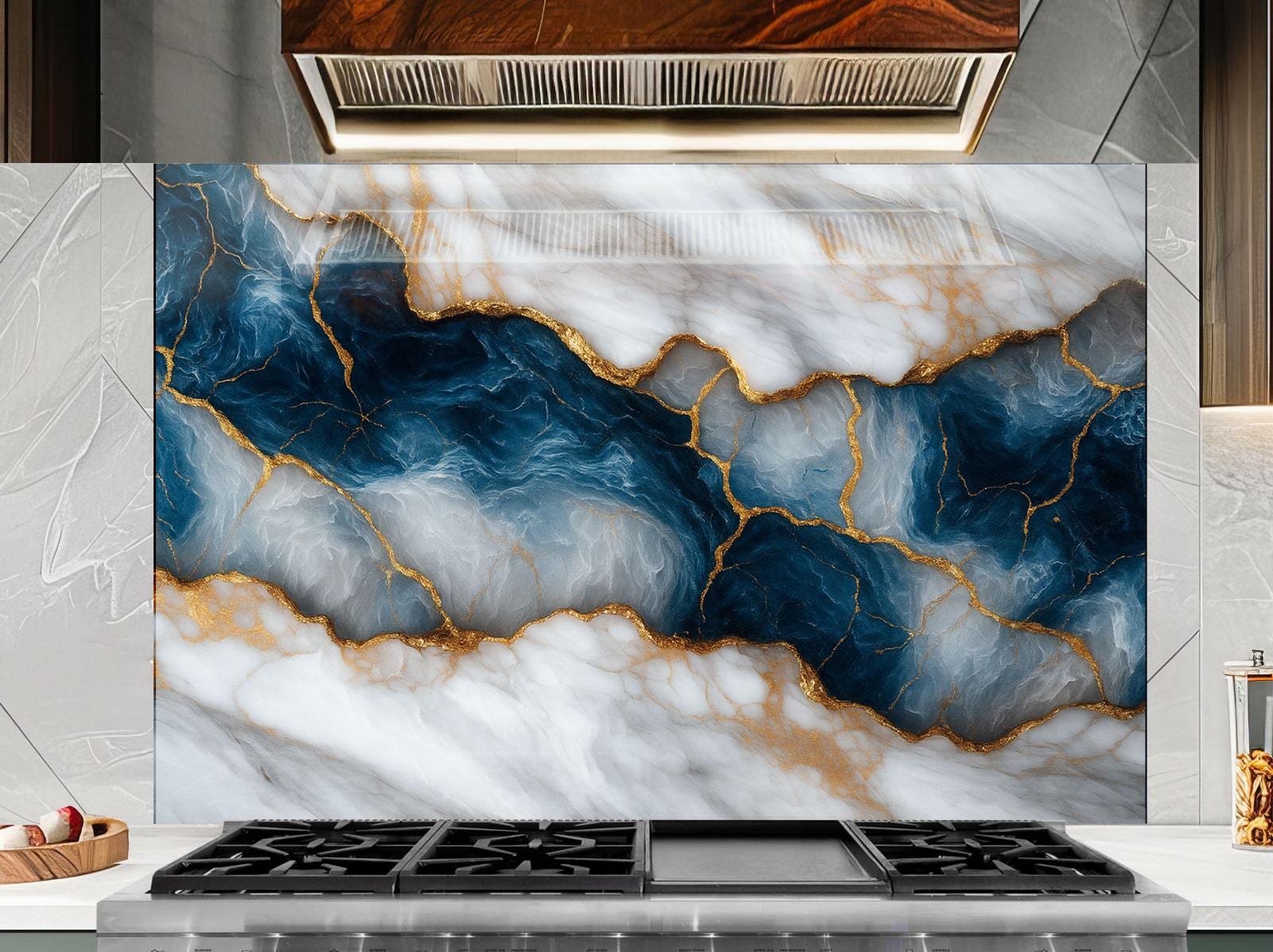 a stove top with a marble design on it