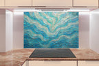 Tempered Glass Marble Backsplash: Silver Stove Back Cover, Kitchen Splashback