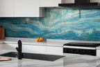 Tempered Glass Marble Backsplash: Silver Stove Back Cover, Kitchen Splashback