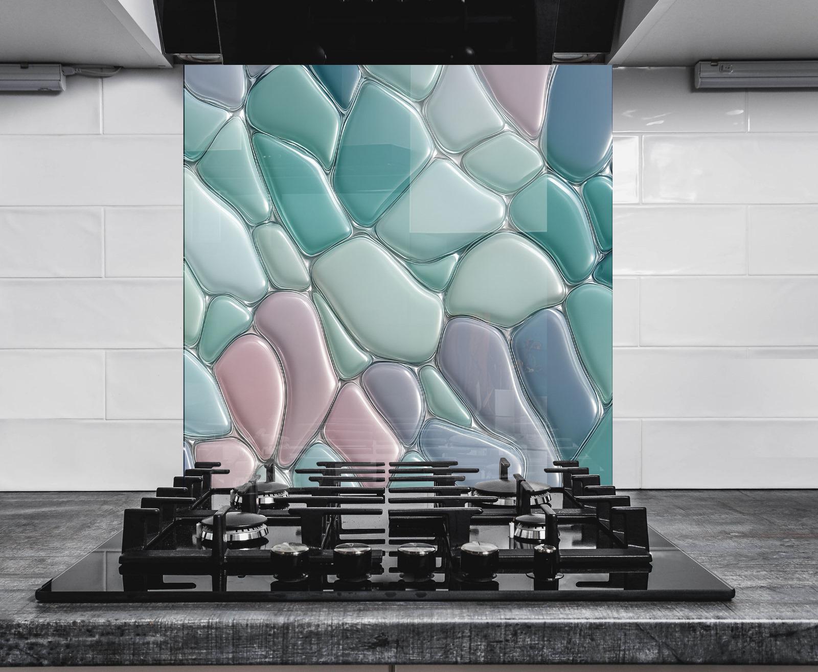 a picture of a stove top in front of a tiled wall